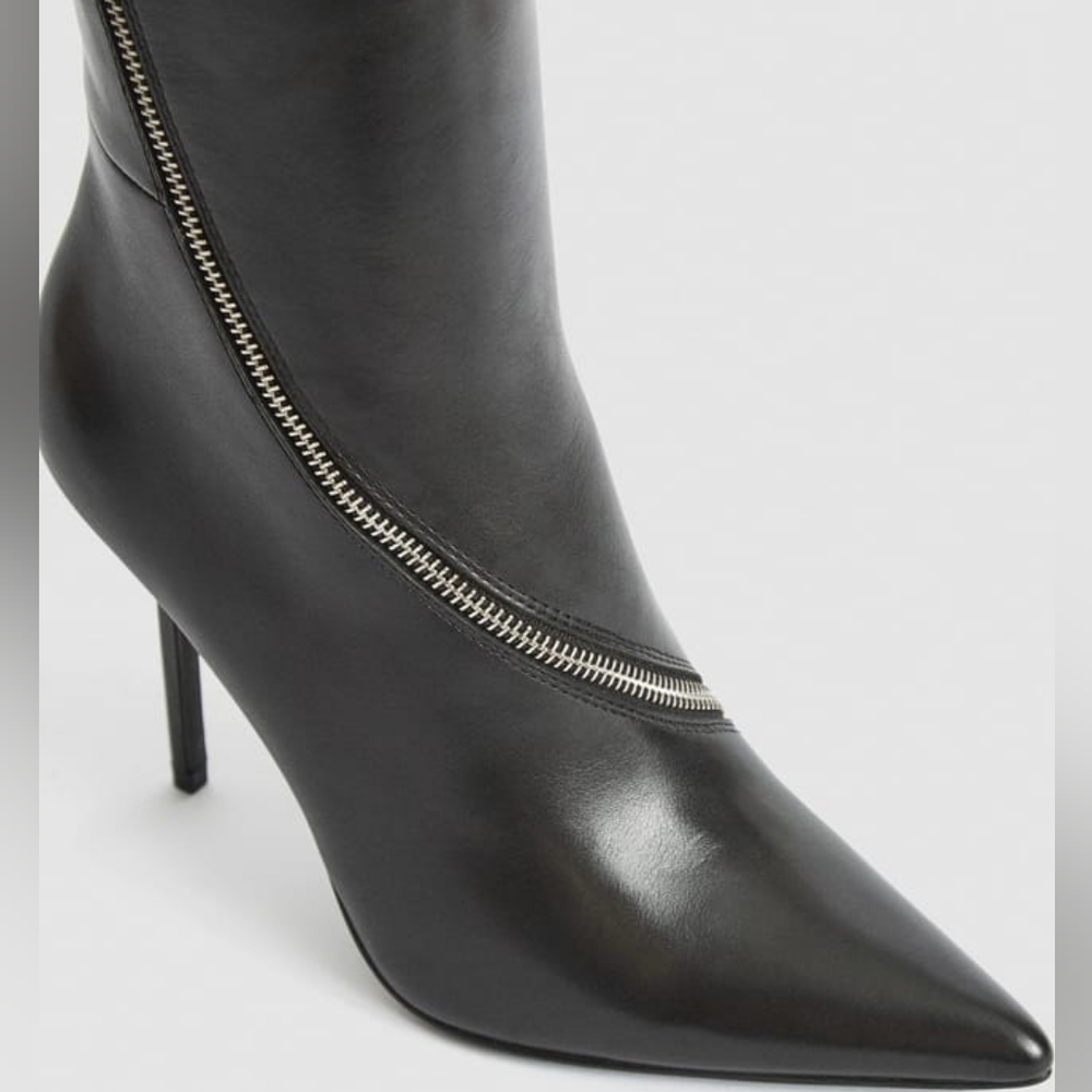 NWT REISS | Hoxton Zippered Knee High Boots - Picture 2 of 7